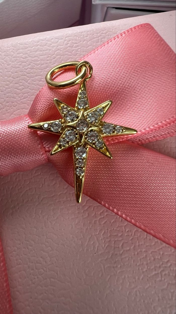 Charm jolie étoile polaire dorée rempli de strass - photo numéro 2