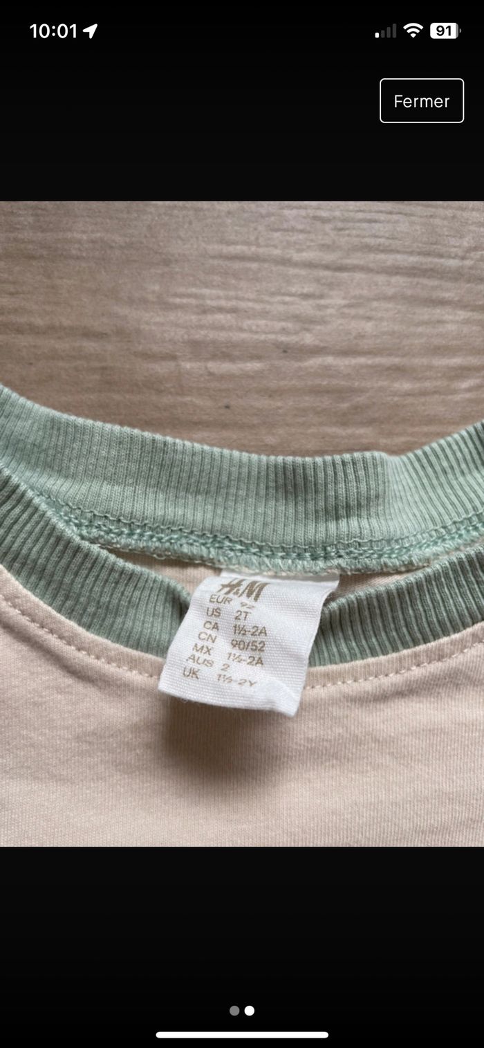 Tee-shirt t-shirt manches longues H&M T 1 2 ans - photo numéro 2