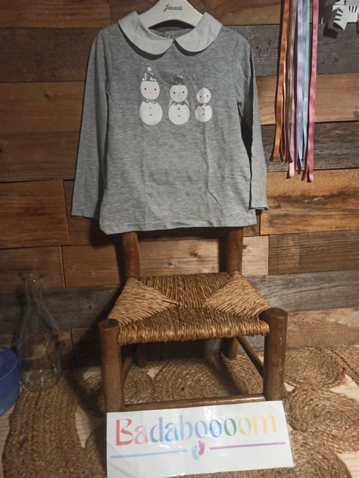 Manche longue tee-shirt jacadi tbe 6 ans bonhomme de neige