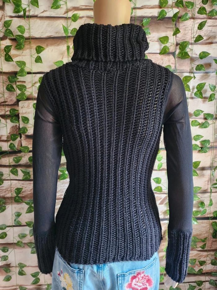 🌸Pull noir col roulé manches transparentes Taille 34/36🌸 - photo numéro 5