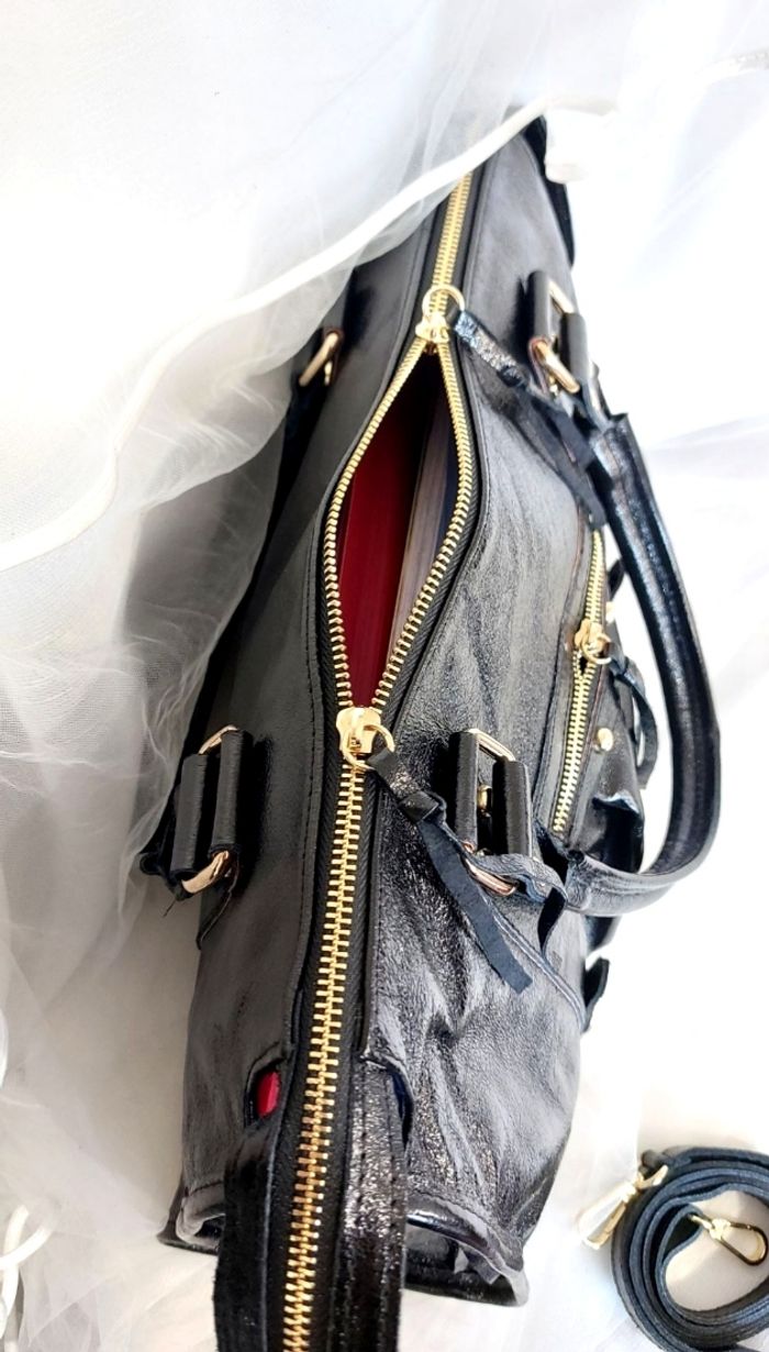 Sac cabas cuir irisé noir maxi format - photo numéro 7