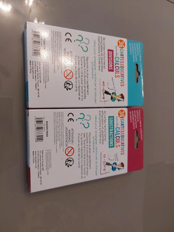 Cartes éducatives calculs divisions et soustractions - photo numéro 2