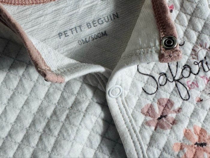 Pyjama matelassé bébé Petit Béguin 0 mois – blanc motifs safar - photo numéro 5