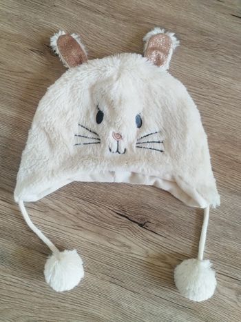 Bonnet lapin fourrure et paillettes 12-18 mois