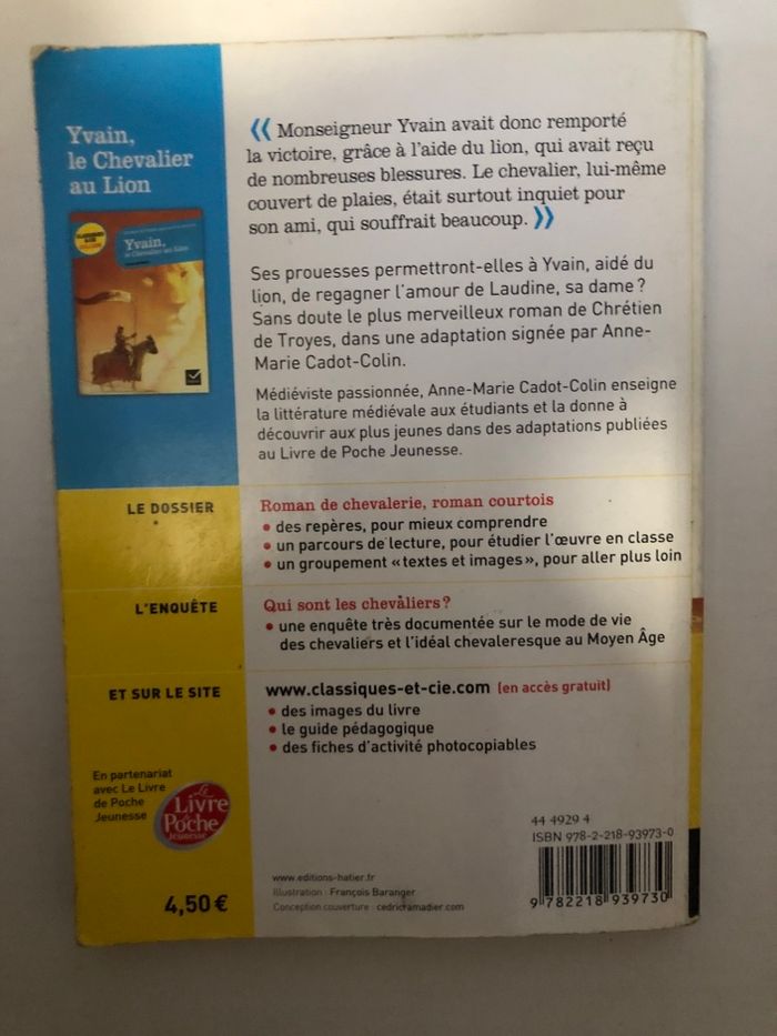 Livre Yvain le chevalier au lion - photo numéro 2
