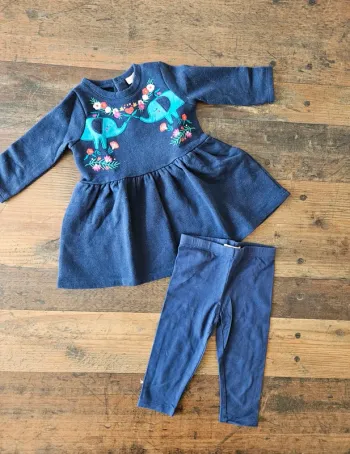 Magnifique robe manches longues pailletté + legging DPAM 12mois