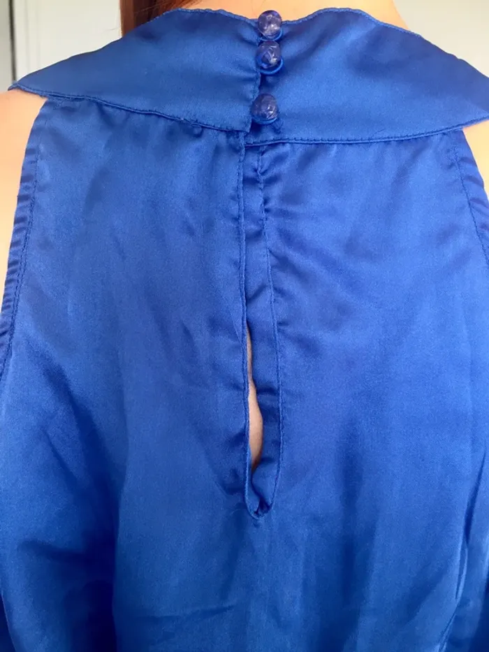 Blouse bleue fluide satinée - photo numéro 2