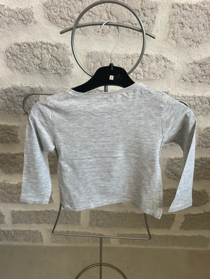 Tee shirt mi saison fille ML kiabi gris chiné 3 ans - photo numéro 2