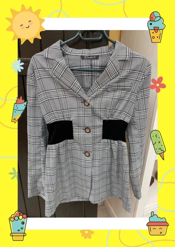 Blazer à carreaux avec boutons S 36 simplee shein