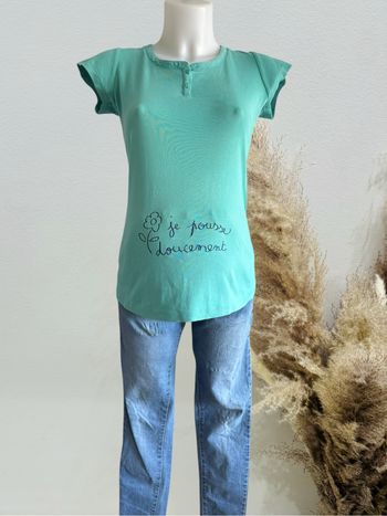 Joli T-shirt femme de grossesse vert calinkalin 38/40