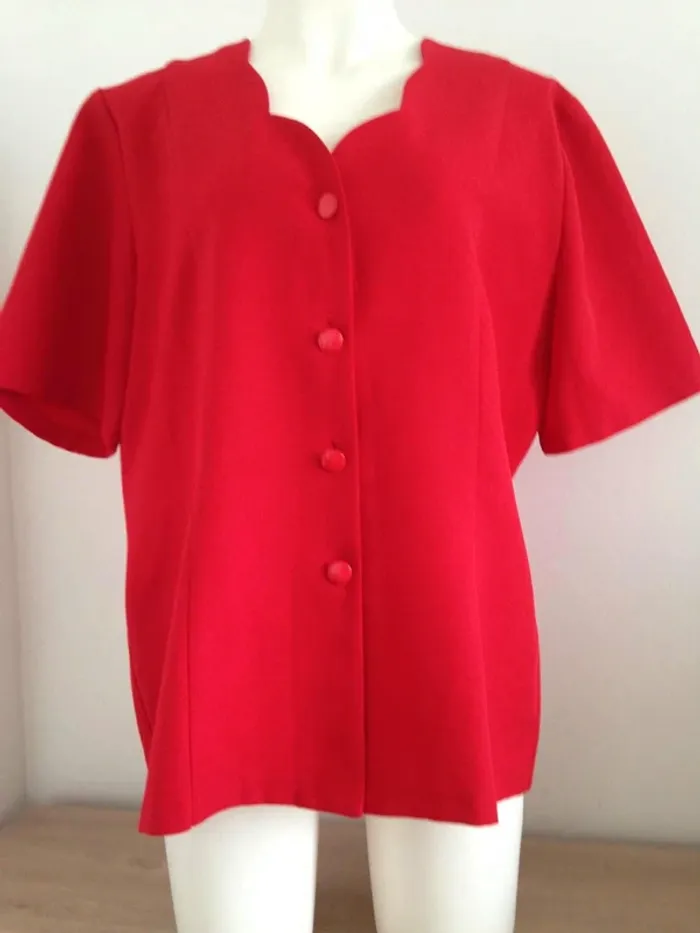 Blouse col rond coquillage manches courtes 40/42 Afibel - photo numéro 2