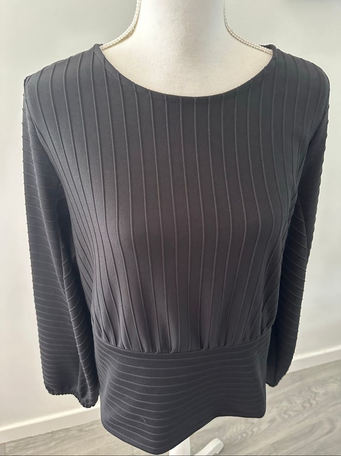 Blouse à rayures noire H&M T40 L - photo numéro 2