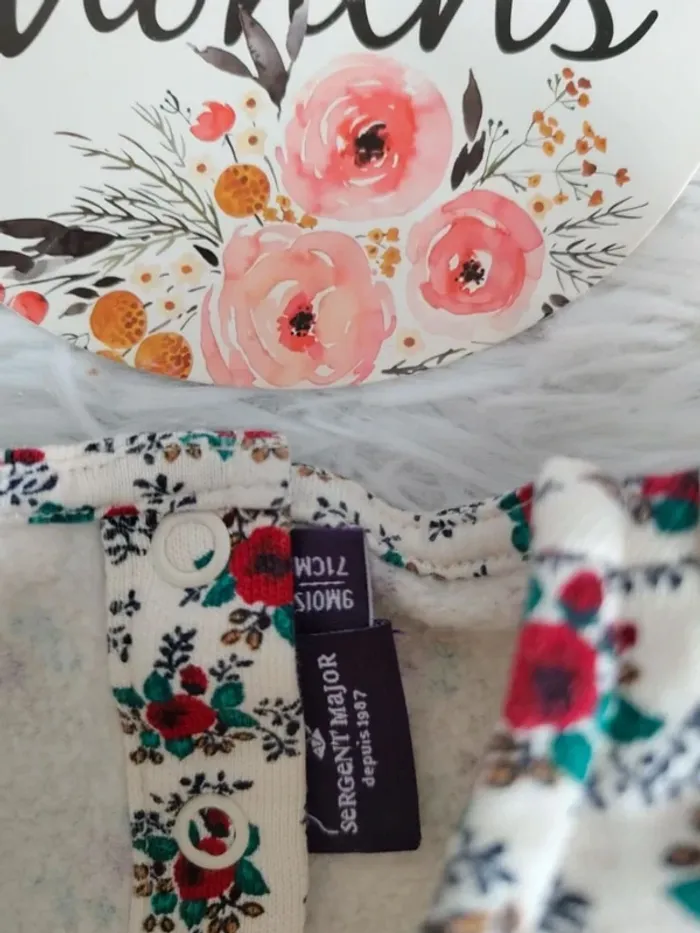 Ensemble pull fleuri+legging et bandeau cheveux sergent major fille 9 mois 🎀 - photo numéro 8