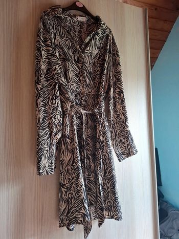 Robe longue manche imprimé zèbre