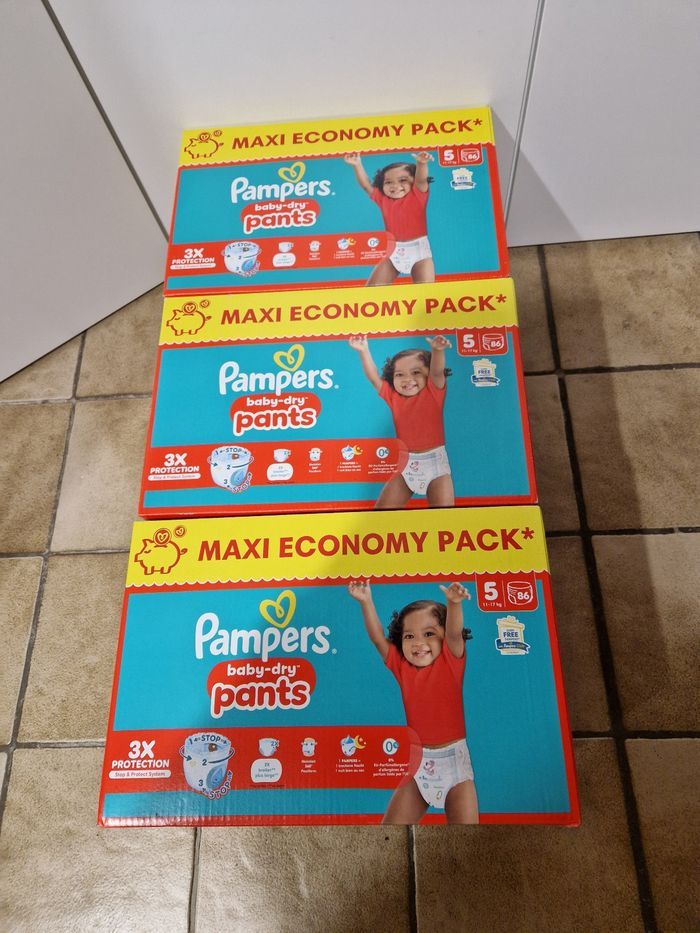 258 couches culotte Pampers baby-dry pants taille 5