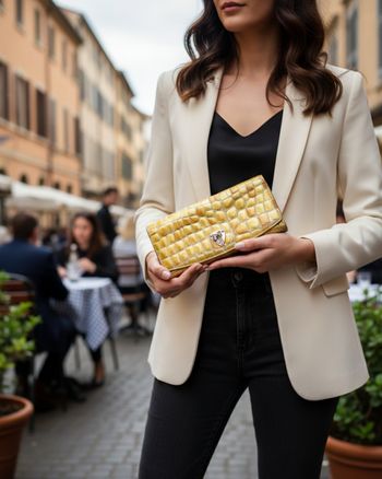 Portefeuille COCCO FIORE Python Doré - État Neuf !