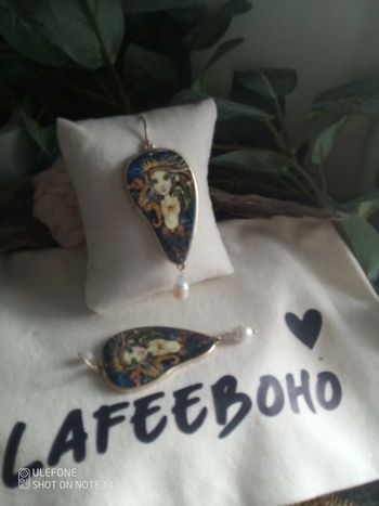 Boucles d'oreilles bohèmes perles de culture d'eau douce naturelles