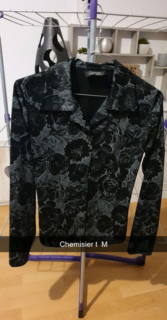 Chemise noir fleur