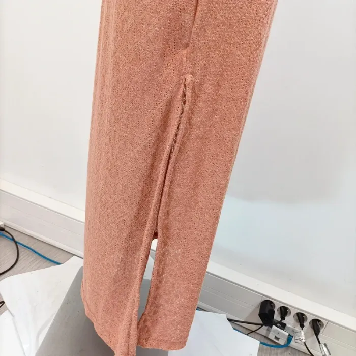 Robe Longue sans manche maille ajourée+ doublure - Corail - taille S A285 - photo numéro 7