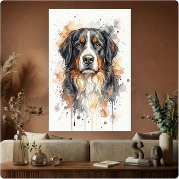 Affiche artistique “Chien Bouvier Bernois” aquarelle poster décoration murale A3 Sans cadre