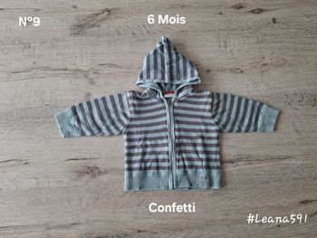 🌷N°9🌷Gilet à capuche - Confetti - 6 Mois🌷