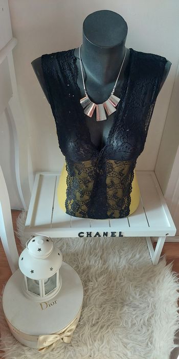 Body dentelle jaune/noir T.U TBE