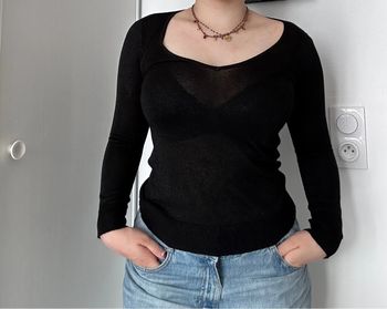 Pull fin noir à paillettes – Taille S/M – Sans marque Élégant | Léger | Brille discrètement