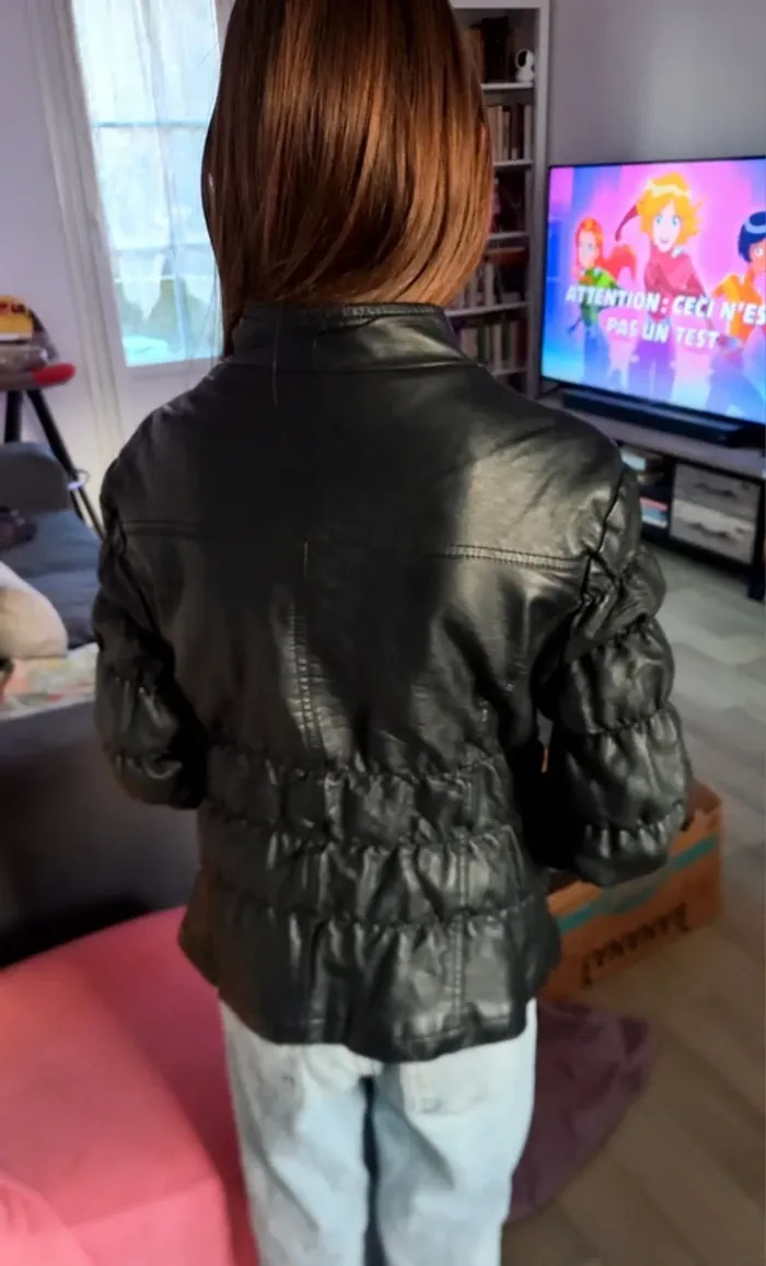 Blouson en similicuir noir fille - photo numéro 5
