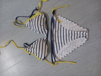 Maillot de bain femme 44 rayé bleu blanc