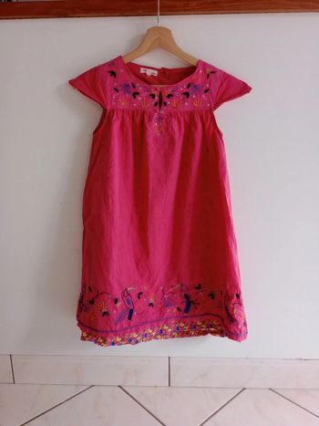 Robe 10 ans rose broderie pélican c85