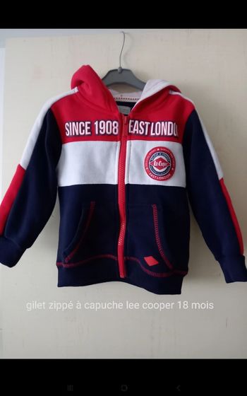 Gilet à capuche zippé lee copper 18 mois