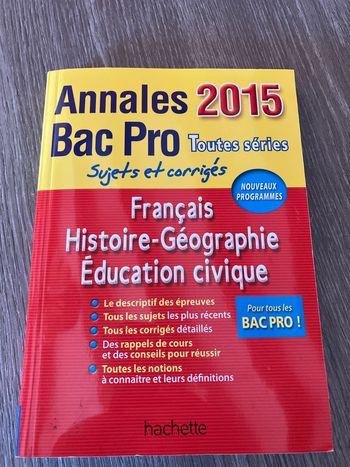 Annales  bac pro toutes séries français histoire géographique