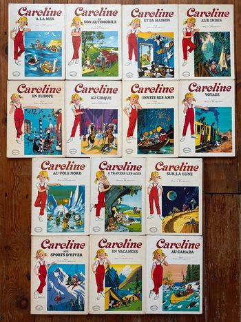 BE - Lot de 14 livres Caroline bd Grands albums Hachette anciens vintage blanc