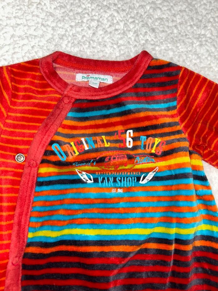 Pyjama bébé rayé multicolore - photo numéro 2