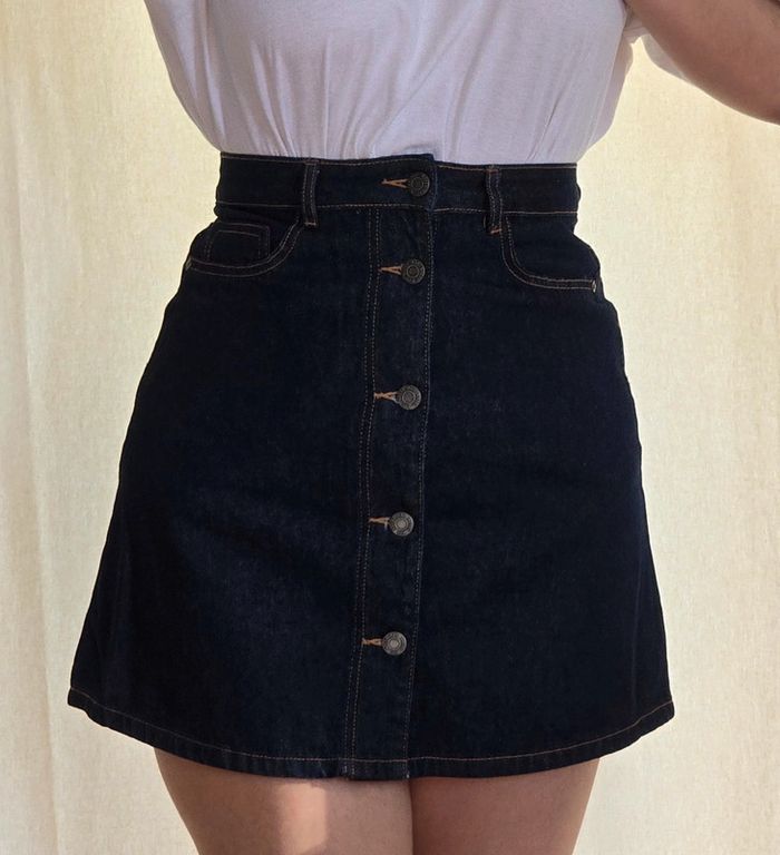 Jupe en jean taille haute boutonnée taille S