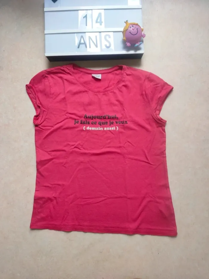Tee-shirt rose taille 14 ans Tape à l'oeil
