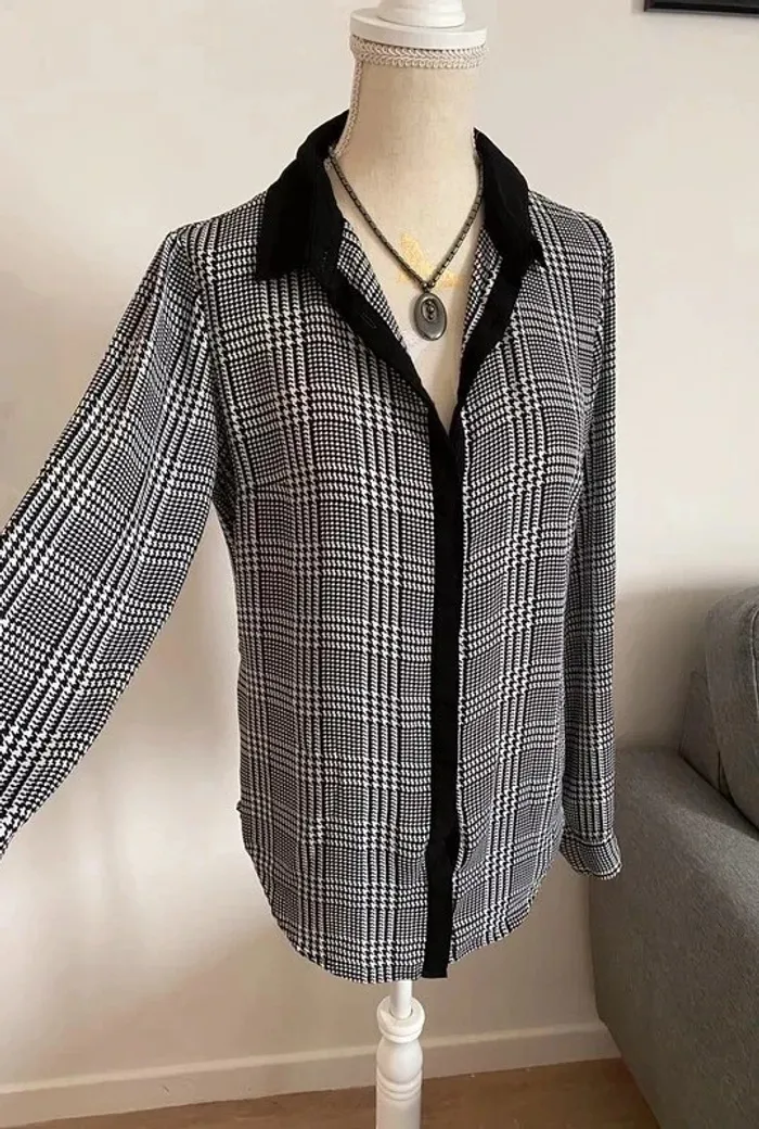 Tres belle Chemise, chemisier, top, haut etam 36 noir et blanche - photo numéro 2