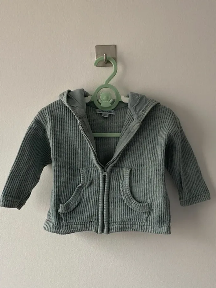 Sweat zippé Verbaudet vert 12 mois très bon état