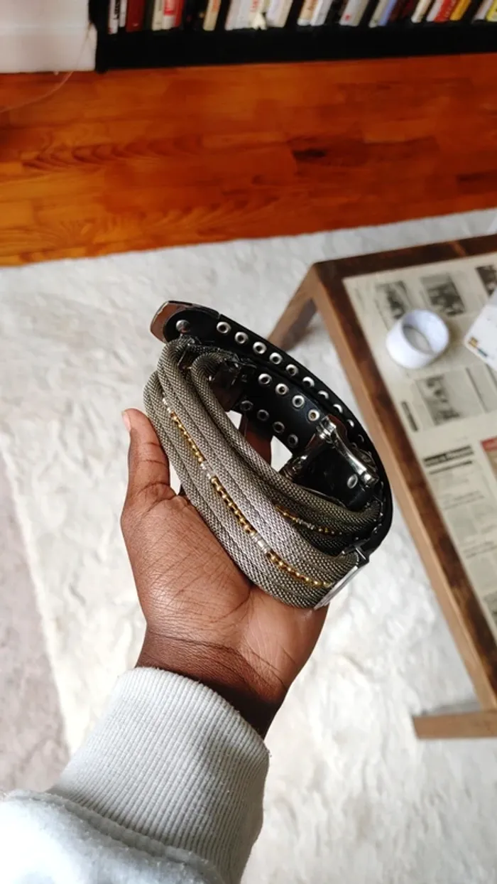 Magnifique ceinture vintage en cuir et acier - photo numéro 3