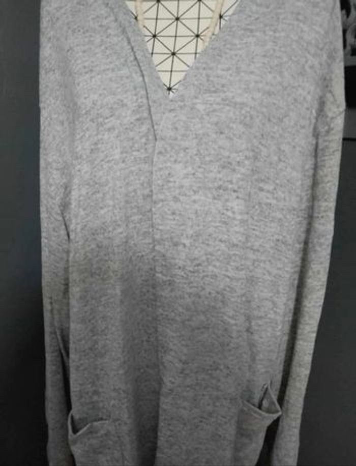 Manteau Cardigan Grande Taille 56 – Gris Décontracté à Poches, Ouvert Devant - photo numéro 4