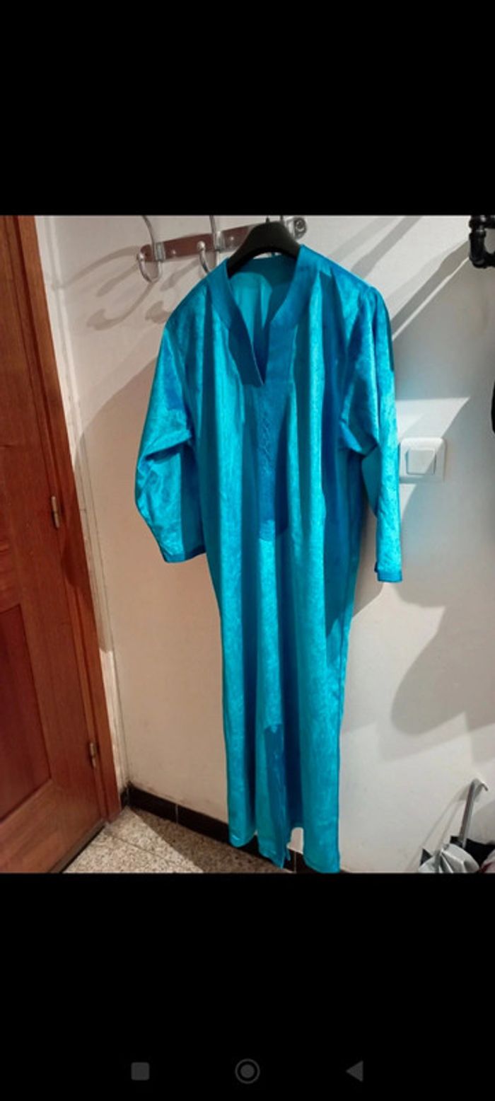 Djellaba velours turquoise neuve - photo numéro 2