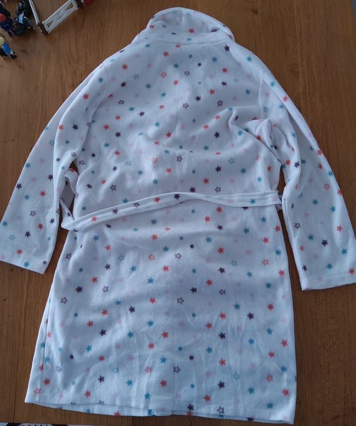 Peignoir/robe de chambre polaire blanc à étoiles - photo numéro 2