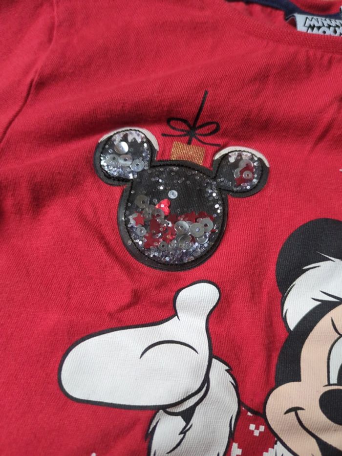 T-shirt Disney Minnie rouge noël Christmas paillettes 6 ans - photo numéro 2