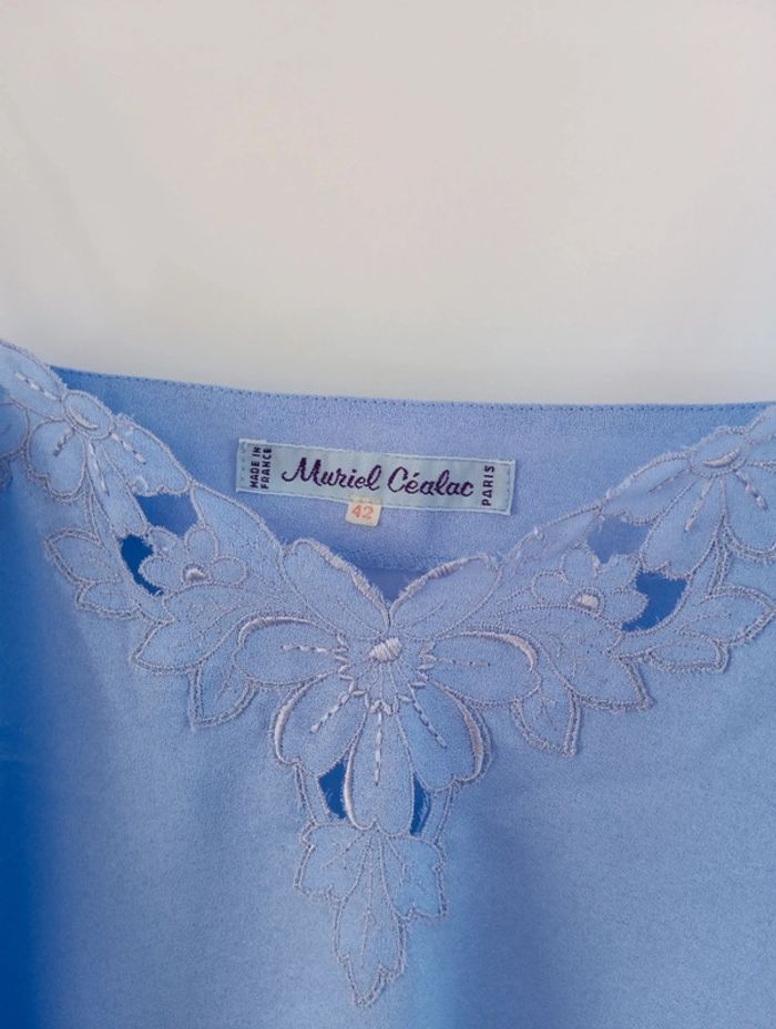 Top caraco vintage débardeur bleu ciel made in France - photo numéro 6