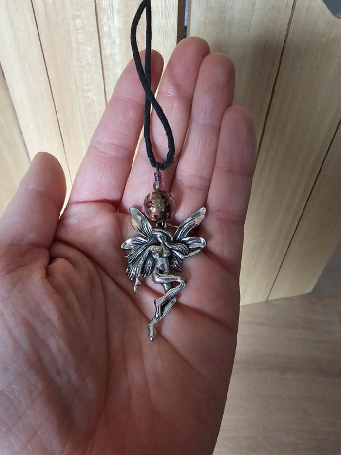 Collier fée, cordon noir - photo numéro 3