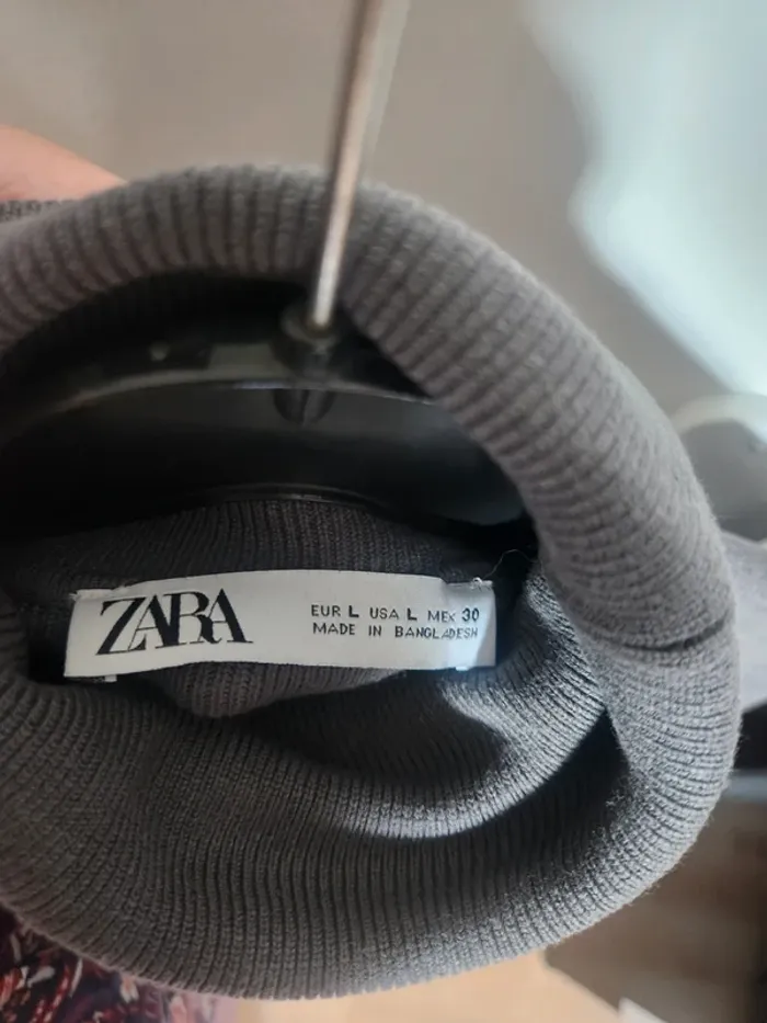 Joli col roulé Zara gris taille L femme automne hiver - photo numéro 3