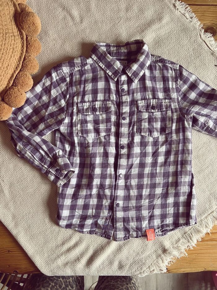 Chemise à carreaux vichy gemo violet 6 ans - photo numéro 2