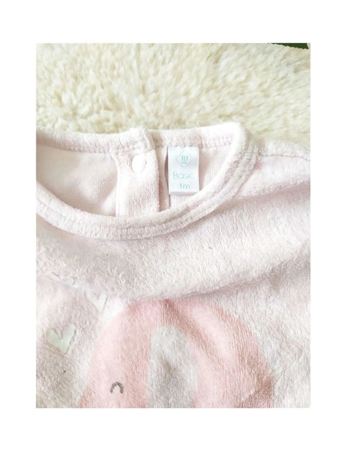 Pyjama grenouillère en velours bébé fille 1 mois - photo numéro 3