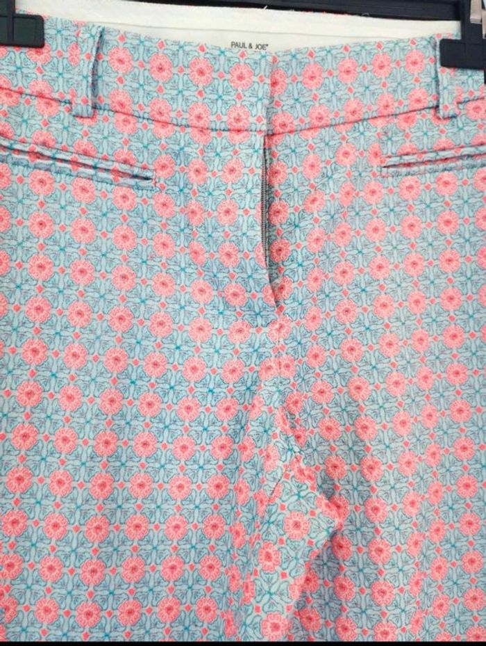 Pantalon Chino - Bleu Corail fluo  -  fleuri  - Paul&Joe  - T40  - Parfait  état - photo numéro 4