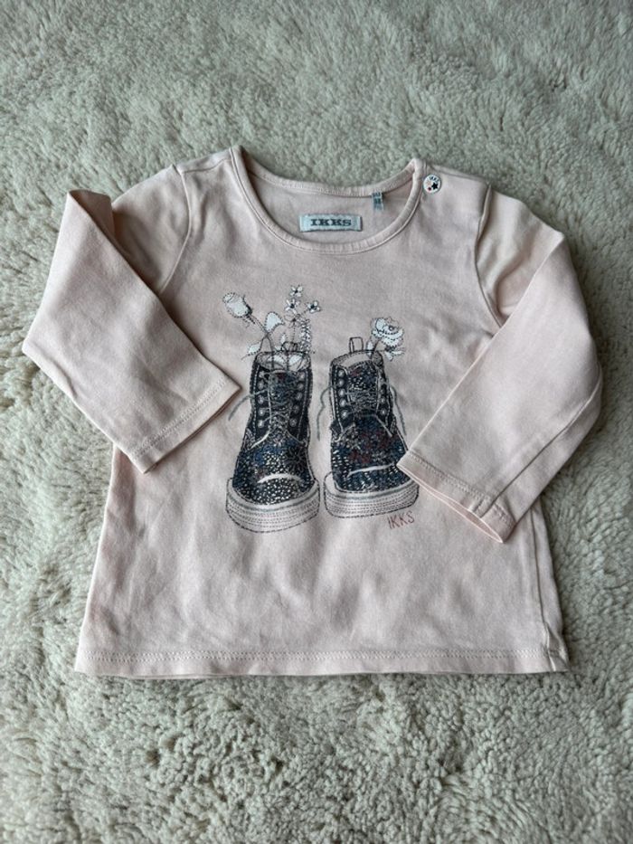 Lot 9 t-shirts manche longue bébé fille 6 mois- kiabi-ikks ect- très bon état - photo numéro 12